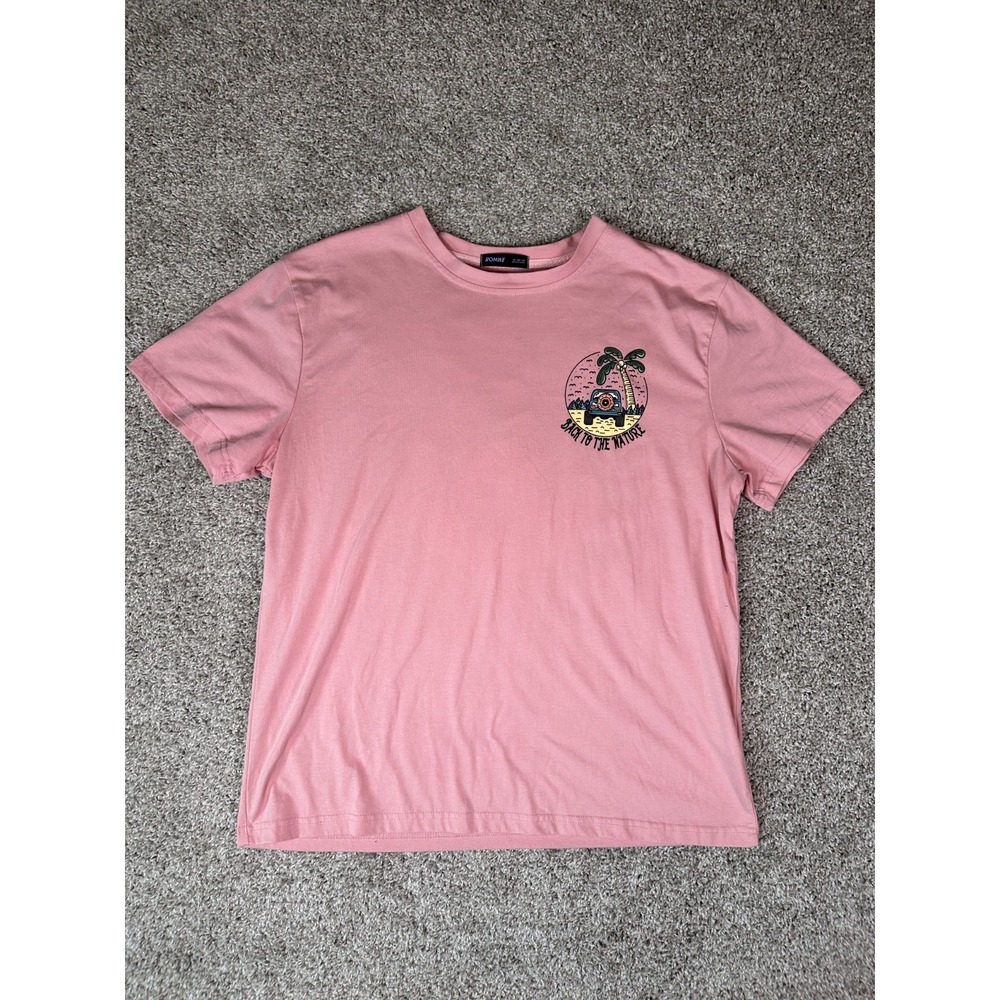 Romwe Back To Nature Graphic T Shirt Size M Pink Short‎ Sleeves Crew Neck Casual